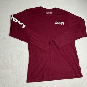 JEDCO Jeep Long‎ Sleeve T Shirt Mens Medium Burgundy Graphic Tee